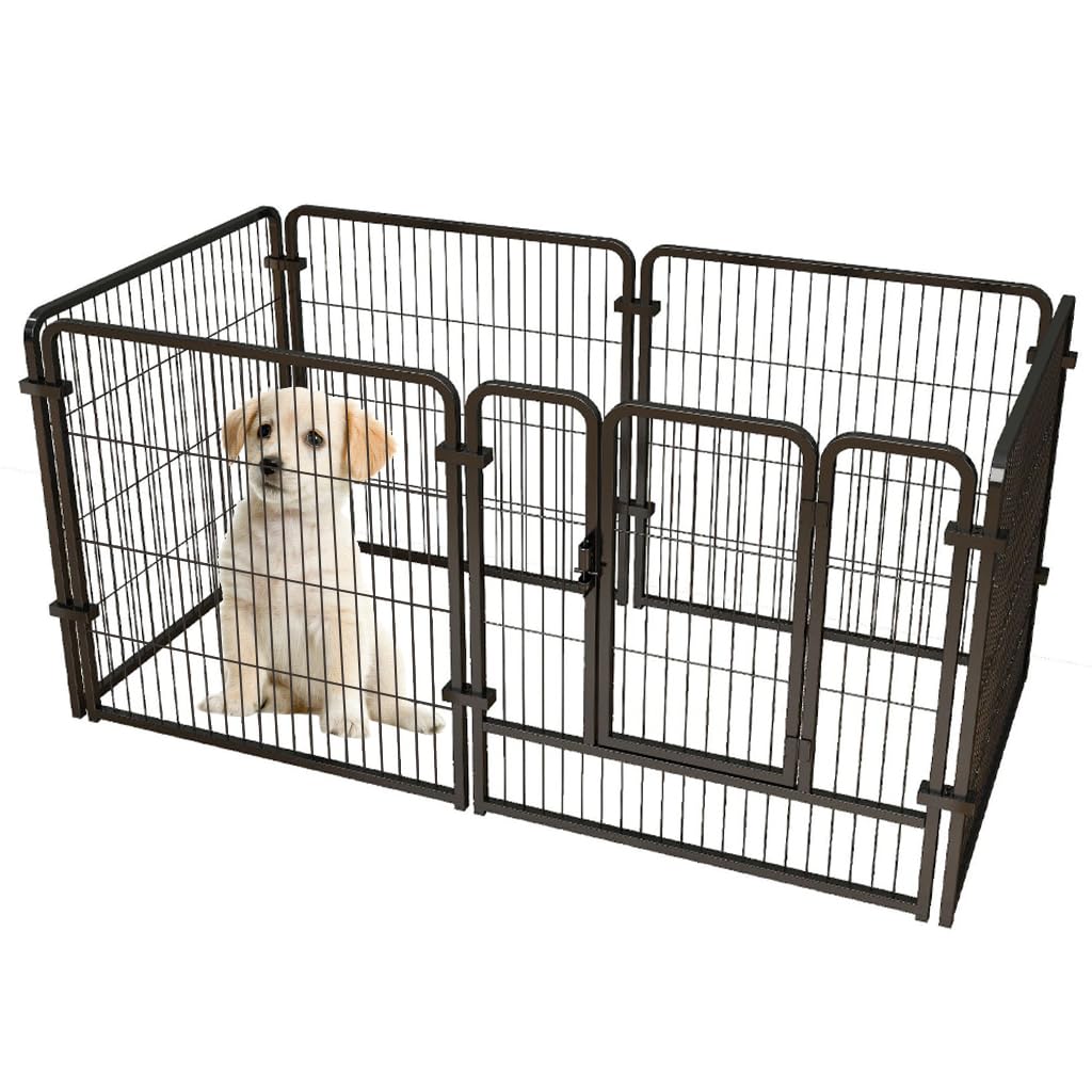 HASTHIP Dog Playpen Metal Pet Playpen Free Assembly Indoor Pet Fence with Door Playpen for Dog Cat Playpen Indoor DIY Fence Foldable Pet Playpen for Small, Medium Sized Pet, 120x60x60cm, 6 Panels HASTHIP Dog Playpen Metal Pet Playpen Free Assembly Indoor Pet Fence with Door Playpen for Dog Cat Playpen Indoor DIY Fence Foldable Pet Playpen for Small, Medium Sized Pet, 120x60x60cm, 6 Panels